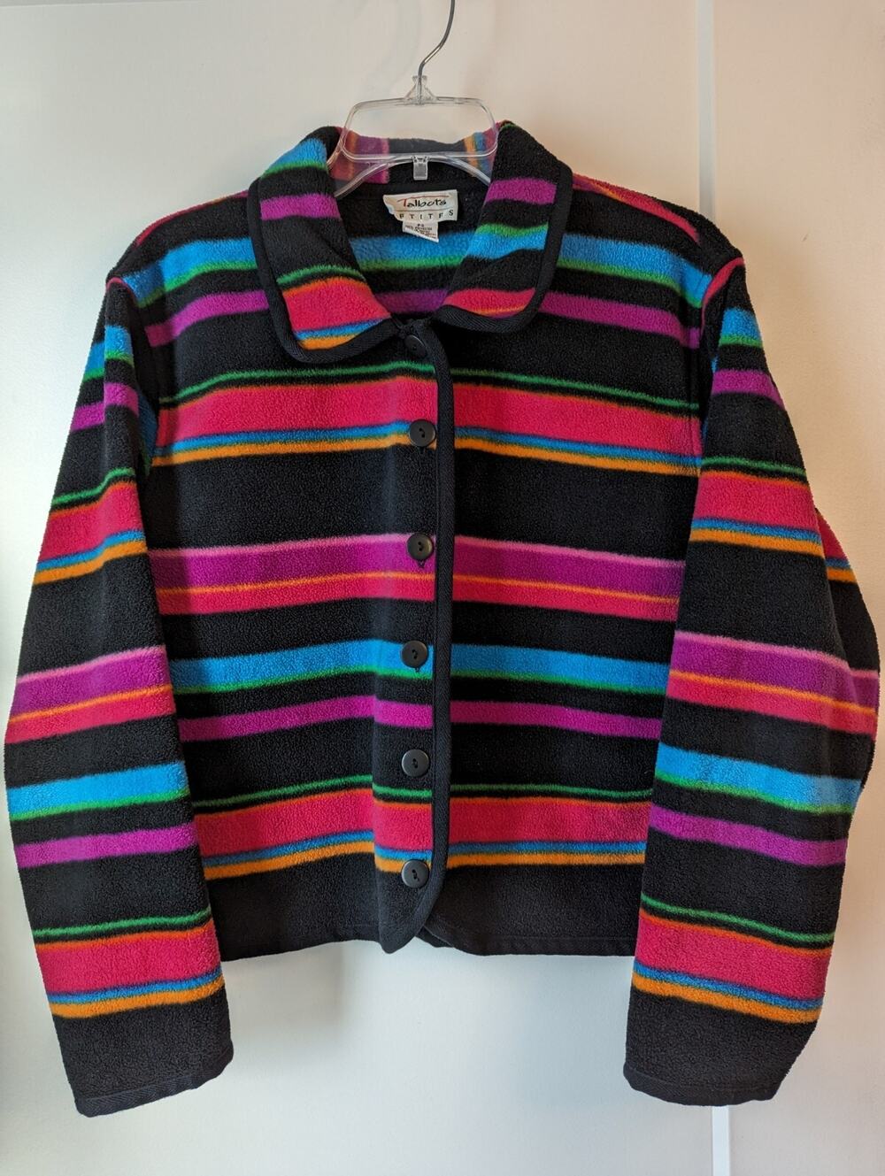 Talbots Petite Small Multicolor Fleece Jacket Coat Blazer Money Preppy Colorful